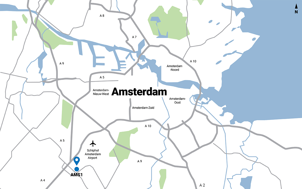 Map of Amsterdam data center